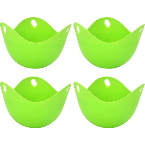 Egg Poacher - Silicone Poaching Cup for Stovetop and Microwave - Nonstick Egg Cooker with Ring Base - Set of 4 (1/4)