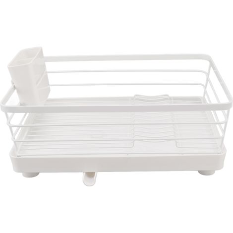 Égouttoir moderne grande capacité résistant à la rouille économique en espace avec plateau d'égouttage pour plan de travail cuisine 39,5x30,5x14,5 cm (1/5)