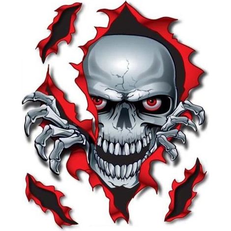 1 décalque autocollant voiture crâne tête de mort skull, 15x13,6 cm, résistant UV, pour automobile moto et déco intérieure (1/2)