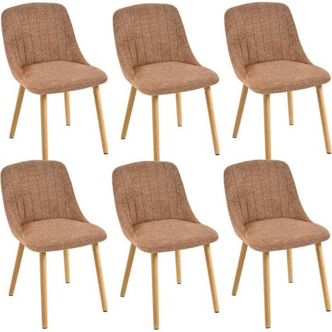 Esszimmerstühle 6er Set Braun-Meliert mit Holzbeinen, Polsterstühle für Küche & Wohnzimmer (1/5)