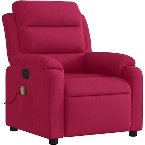 Chaise longue de massage en velours bordeaux – Lit de massage réclinable avec dossier réglable, idéale pour spa, salon ou chambre (1/5)