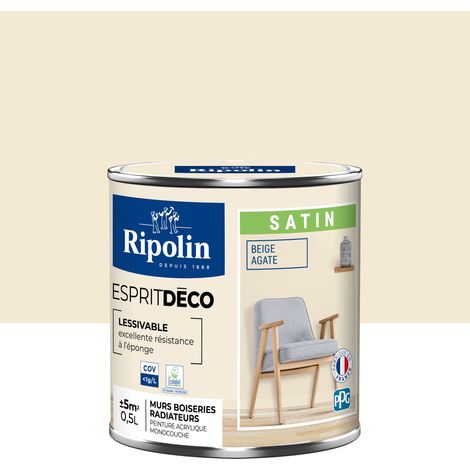 Peinture Murale Toutes Pièces - Satin - 0,5L - Beige Agate - Ripolin (1/5)