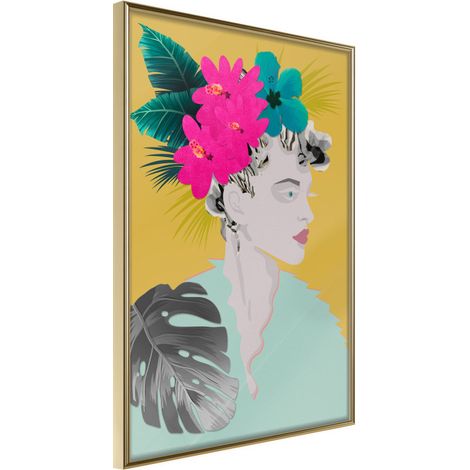 Affiche Murale Encadrée "Crown of Flowers" 30 x 42 cm Or