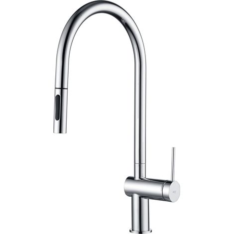 IMEX Küchenarmatur aus Edelstahl und verchromtem Messing Einhebel ausziehbar 35-mm-Kartusche Doppelstrahl 50-cm-Schläuche Berna Imex-GCE026 (1/2)