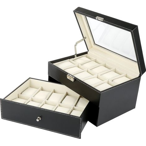 Coffret a Montre Bote a Montre Presentoire a Montre 20 Montres Coffret de Rangement pour Montres et Bijoux avec Serrure (1/5)