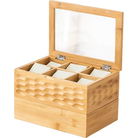 Organisateur pour sachets de thé en bois double étage à multiples compartiments, présentoir pour plan de travail cuisine