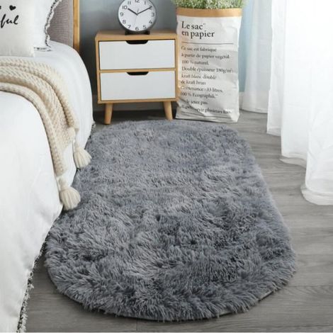 Tapis Shaggy - 80 x 160 cm - Gris - Polyester - Pour Salon Chambre Salle À Manger Balcon - 1 Pièce (1/3)