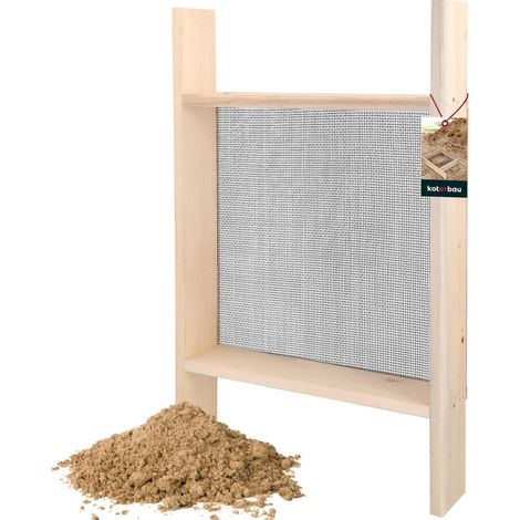 KOTARBAU® Tamis Sable - Tamis Jardinage - 3 x 3 mm - Acier - 80x50 cm - Terre Cailloux - Robuste - de Maçonnerie - avec Cadre en Bois - pour Chantier (1/5)