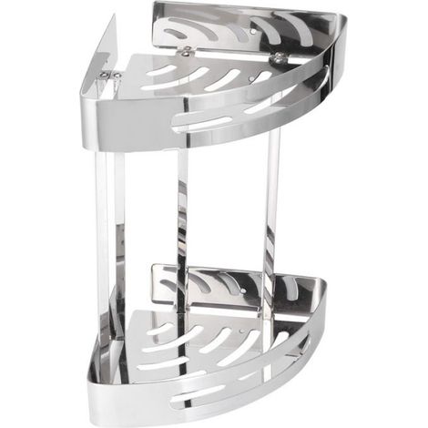 Tbest Tablette de rangement Piège D'organisateur en Acier Inoxydable de Douche avec Trous de Vidange pour luminaire seche-cheveux (1/5)