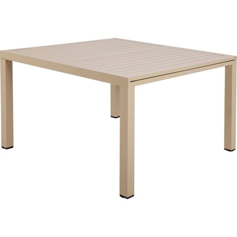 M&S – Table de jardin carrée extensible 120-180 cm en aluminium coloris crème – Résistante aux intempéries – Design élégant pour extérieur