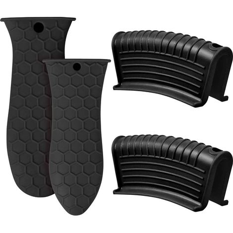 Manche Protecteur En Silicone - Support Pour Poignée De Casserole - Protection Thermique Jusqu'à 250 °C - Antidérapant - Pour Poêles En Fonte Frying Pans Griddles - Lot De 4