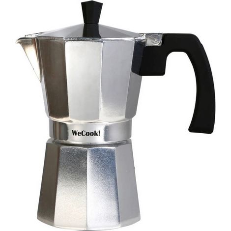 WECOOK Paola Caffettiera Italiana in Alluminio, Moka Tradizionale, Espresso, 1 Tazza di caffè, Guarnizione in Silicone, Valvola di Sicurezza, Vitroceramica, Gas, Elettrica