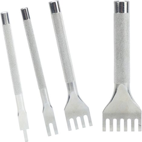 Outil de poinçonnage à griffes, ciseau à lacer, jeu de poinçons pour cuir, emporte-pièces en acier rapide, fournitures industrielles (jeu de 1+2+4+6 dents) (1/5)