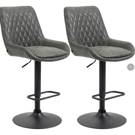 2er-Set höhenverstellbarer Barhocker mit Rückenlehne, dunkelgrauem Kunstleder MODENUIT (1/4)