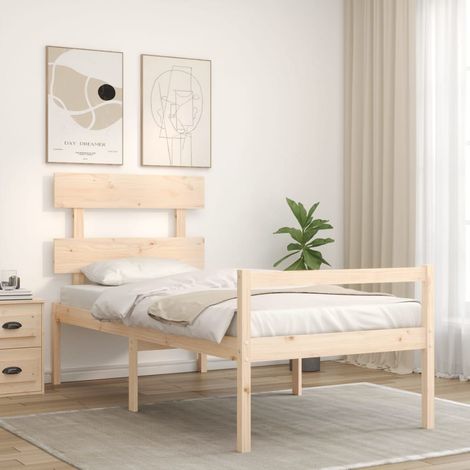 Lit pour personne âgée et tête de lit simple bois massif (1/5)