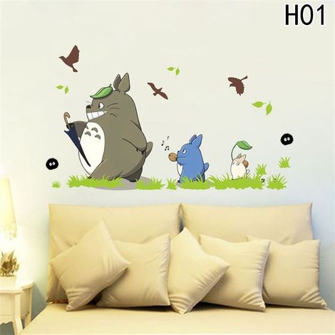 Stickers Muraux Totoro Enfant Chambre Déco Café Bar Maison Affiche Anime Vinyle Adhésif Film Studio Ghibli Grand Format (1/4)