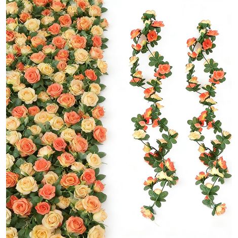 2 Pièces Guirlande Fleurs artificielles,2.5 Mètres Guirlandes de Roses artificielles Double Couleur à Suspendre pour extérieur,intérieur,Mariage,Mur,Salle de Bain (1/5)