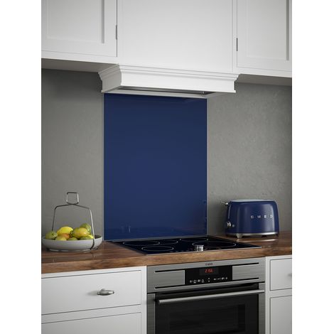 Midnight Blue Glass Kitchen Splashback 600mm x 750mm (1/3)