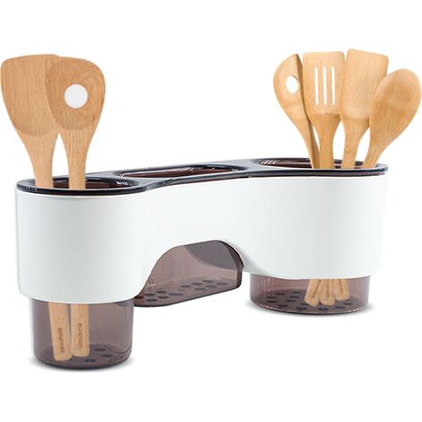 582008 Porte-ustensiles mural multifonctionnel pour cuisine avec 3 compartiments