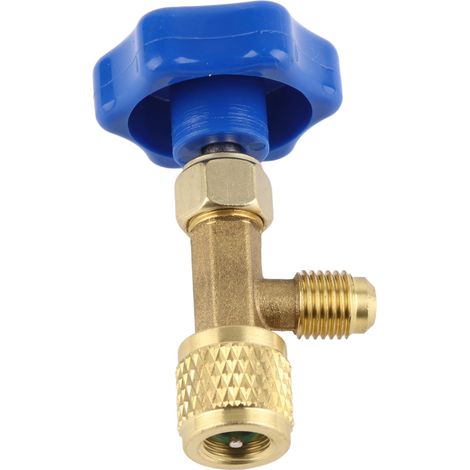 Soupape de sécurité universelle pour réfrigérant, en laiton, diamètre 1 cm, pour climatiseur domestique (jaune). (1/5)