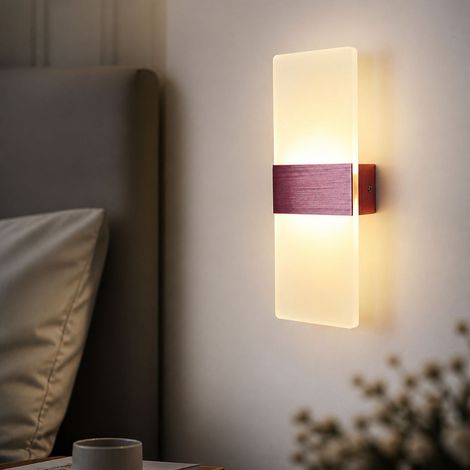 Applique murale LED design简约, corps en aluminium et diffuseur acrylique, 6W lumière tricolore, 27x10cm, finition or rose pour chambre et couloir (1/4)
