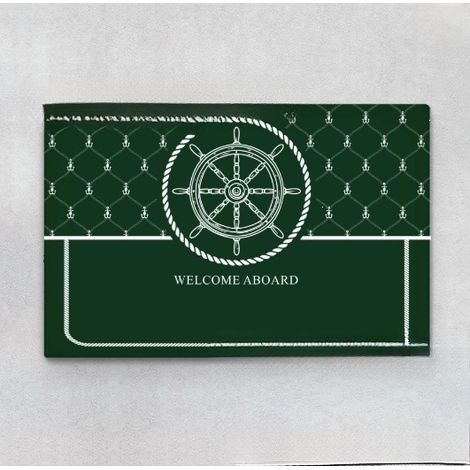 New Welcome Aboard Doormat 90x60cm - Welcome Rug Pattern 03 - Green