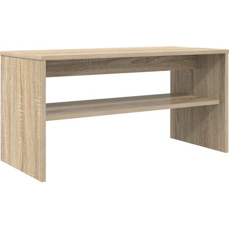 Mobile TV basso rettangolare moderno 80 x 35 x 40 cm con elegante spazio di archiviazione in legno ingegnerizzato rovere Sonoma 020058347