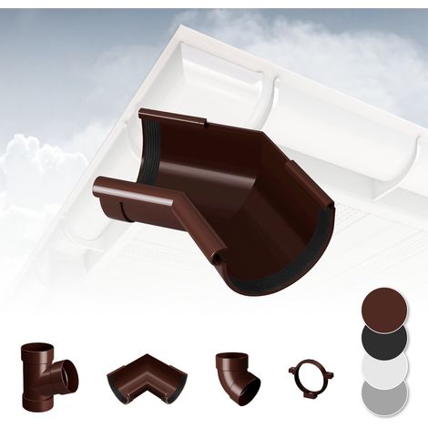 Sistema di grondaie - 90mm in plastica PVC, selezione di componenti - RainWay 90: Marrone, Angolo interno 135