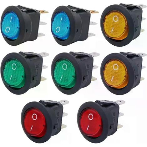 8 Stück KCD1 Ein/Aus 3-poliger 2-Positionen Schnappschalter 20A 12V rote LED runder Boots-Wippschalter mit LED für Auto, Haushalt, DIY-Ersatz - JXLGV (1/4)