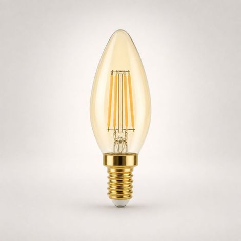 Ampoule LED Filament Dimmable E14 4W Ambrée C37 - Blanc Chaud (2300K - 3500K) - SILAMP