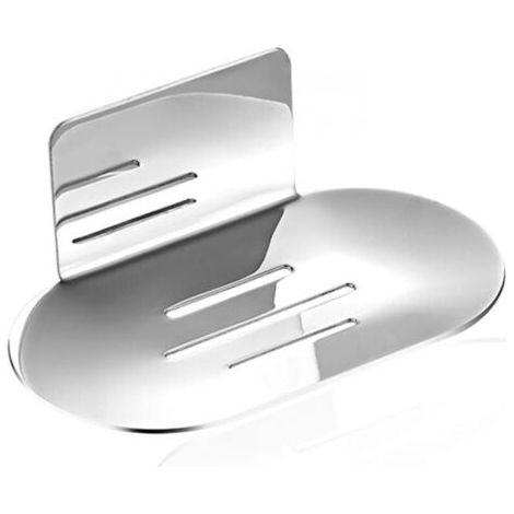 royaluxe-Porte-savon mural en acier inoxydable pour douche, salle de bain, évier de cuisine, argenté chromé, 1 pièce, 14×8×5 cm (1/5)