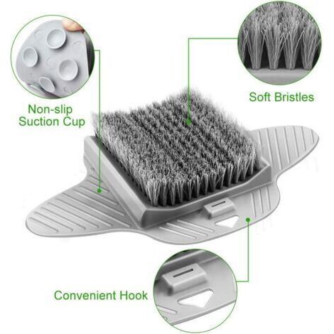Cepillo exfoliante para pies, masajeador de pies, cepillo de ducha con ventosas antideslizantes y alfombrilla de masaje suave para acupresión y cuidado de los pies. (1/4)