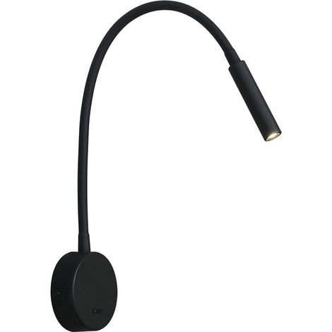 Schwarze Leselampe, 3W 3000K flexible Schwanenhals-LED-Lampe, 240V Wandmontage-Leseleuchte mit Schalter für Schlafzimmer, Wohnzimmer, Innenräume