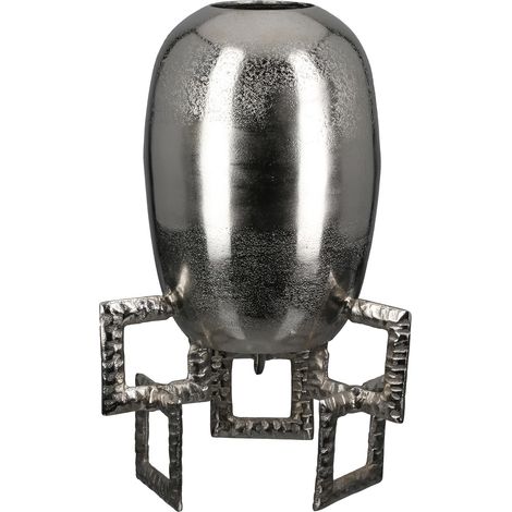 Vase Rond en Aluminium texturé Argenté Hauteur 40 cm Largeur 25 cm Étanche (1/4)