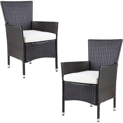 Casaria Poly Rattan Chairs Garden Outdoor Patio Furniture Dining Seat Terrace Seating Wicker Stackable Lightweight Brown
