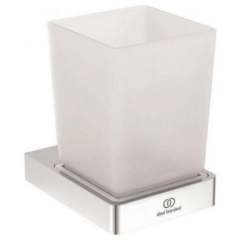 Verre à dent IS Zahnputzbecher Conca Cube carré chromé (1/3)