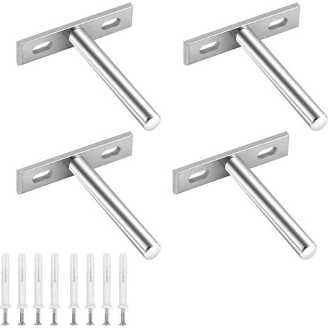 4 Pack Invisible Floating Shelf Brackets Stainless Steel for Wooden Shelf and Wall Decor (1/5)