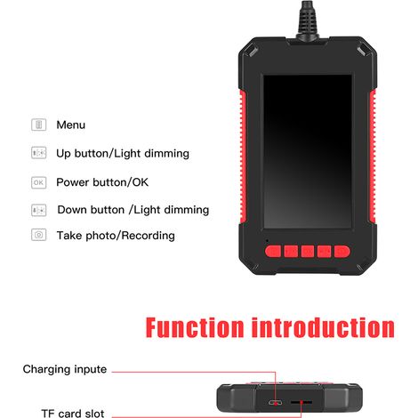 Caméra d'inspection endoscope industrielle portative P40, étanche IP67, objectif de 3,9 mm, 6 LED réglables intégrées avec écran d'affichage haute définition 1080P de 4,3 pouces (1/5)