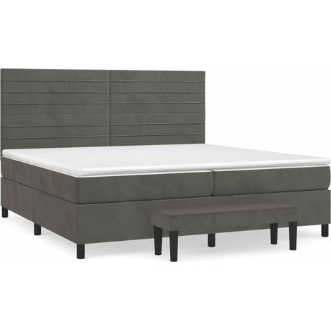 Maison Exclusive - Cama box spring con colchón terciopelo gris os (1/5)