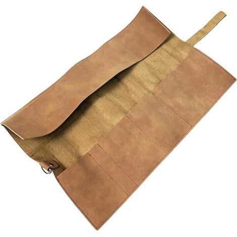 Outils en cuir enroulables, 5 emplacements, faits main, style rétro, portables (1/5)