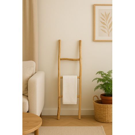 Handtuchhalter aus Holz für moderne Badezimmer, bodenstehend, dekorativer Handtuchhalter für die gesamte Wand, Leiter