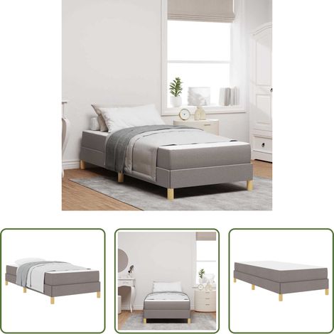 Matelas - Lit à ressorts avec matelas Taupe 80 x 200 cm tissu (1/5)