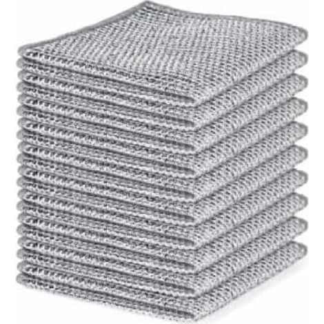 Lot de 10 torchons double couche en fil argenté - EINNENFFER - Écologiques et réutilisables, idéaux pour surfaces délicates, nettoyage efficace sans rayures, taille parfaite pour un usage quotidien en (1/5)