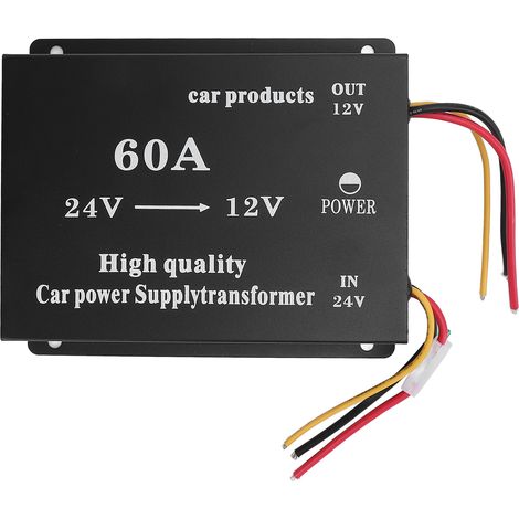 Convertisseur de tension 24V à 12V DC 600W, adaptateur de puissance sonore pour camion, réducteur de pilote longue Distance, régulateur pour voitures, camping-cars, SUV, bus 60A (1/5)