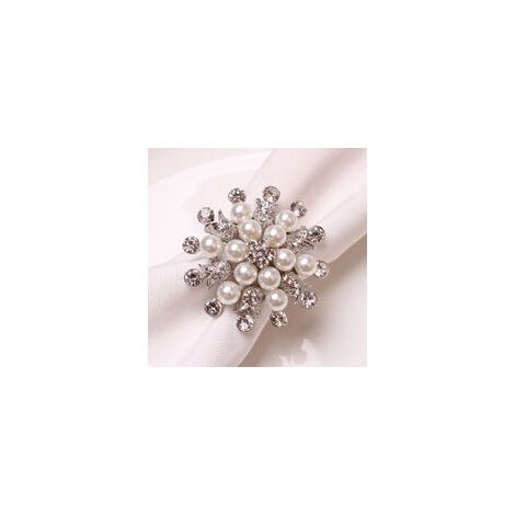 6 ronds de serviette supplémentaires en strass et perles, style mariage ou fête.