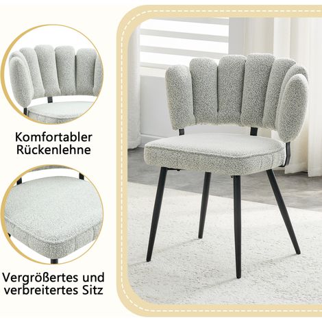Ensemble table ronde 107 cm avec double étagère de rangement et 4 chaises en tissu gris clair au dossier floral (1/5)