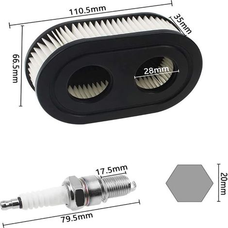 Rasenmäher-Luftfilter und Zündkerze für Briggs & Stratton Viking 550E-Serie Motoren 550EX 675 Eco-Plus 575EX 798339 798452 593260 093000 09P0000 Zubehör (1/5)