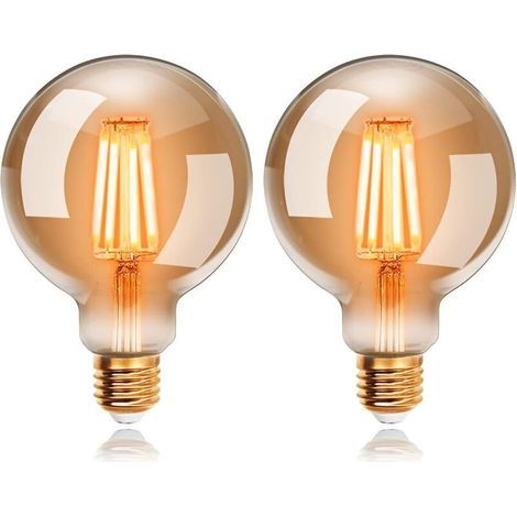 [JAMAIS UTILISÉ] Ampoule DEL vintage E27, intensité variable, G80, E27, idéale pour lustres, lampes de table, appliques murales, ensemble de 2 (6 W) (1/4)