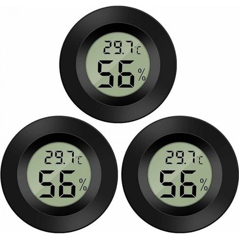 3er-Pack Digitales LCD-Hygrometer-Thermometer-Monitor-Feuchtigkeitsmessgerät für Luftbefeuchter, Luftentfeuchter, Gewächshaus, Keller, Babyzimmer, FLITI (1/4)