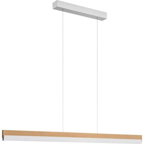[NEUWERTIG] B-Ware Quitani LED-Hängelampe Keijo nickel eiche 83 cm Deckenlampe Deckenleuchte Lampe